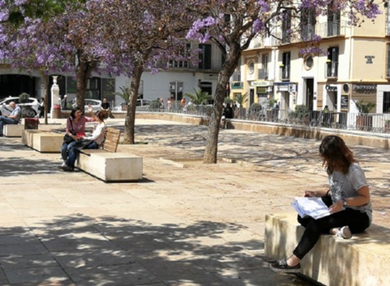  Bancos en la plaza de la Merced de Málaga. Fuente: elaboración propia.