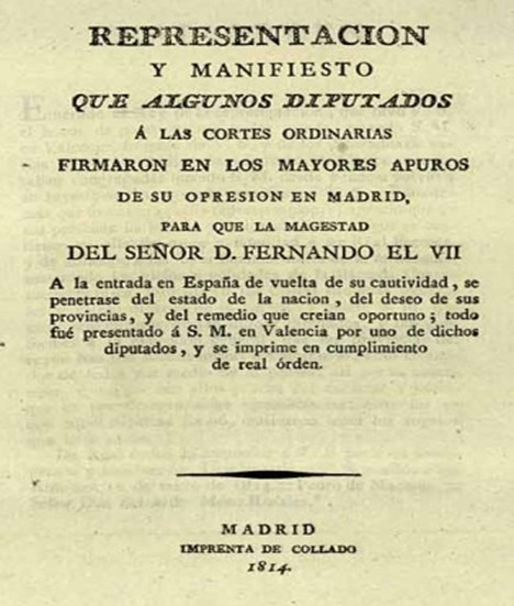 Manifiesto de los persas (1814). Fuente: Wikipedia.