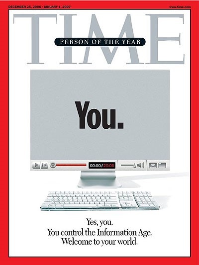 Revista Time, portada de un ordenador con la palabra you escrita en el centro