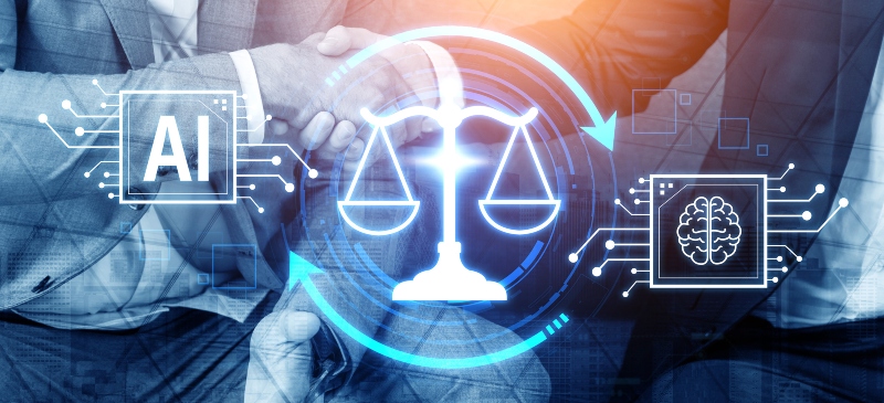 Infografía que ejemplifica el uso de la IA en el Derecho