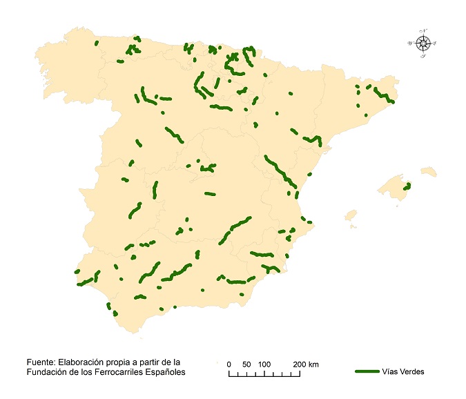 Mapa de Vías Verdes de España