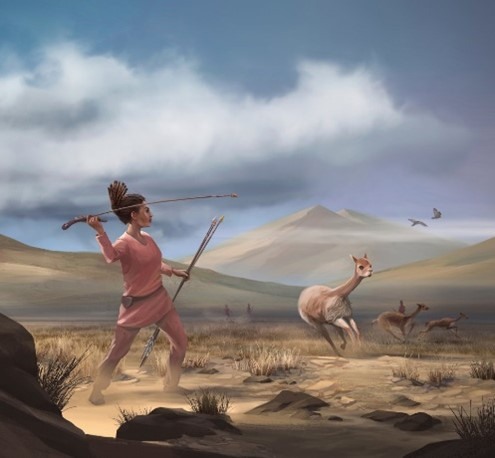 Mujer prehistórica cazando