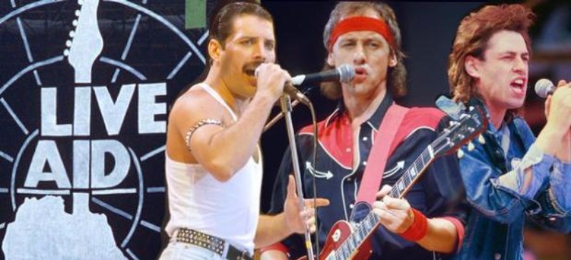 Imagen del concierto con Freddie Mercury y Mark Knopfler