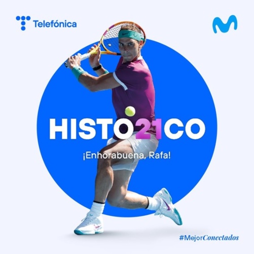 Publicidad de Telefónica y Movistar sobre el partido de Rafael Nadal