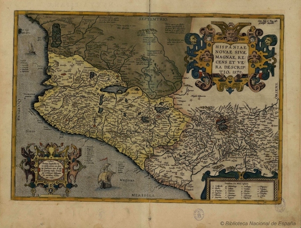 Mapa de Nueva España. Theatrum Orbis Terrarum, Abraham Ortelius, 1612. Biblioteca Nacional de España