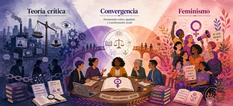 Representación de la Teoría de la crítica feminista. Imagen de IA