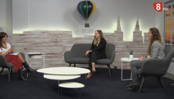 profesoras de la Universidad Isabel I en el plató del Magazine de La 8 Burgos