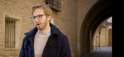 Daniel Aquillué durante la grabación del documental