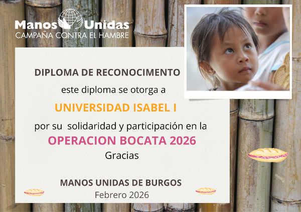 diploma de agradecimiento de Manos Unidas