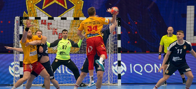 Partido de balonmano masculino internacional entre Rusia y Dinamarca