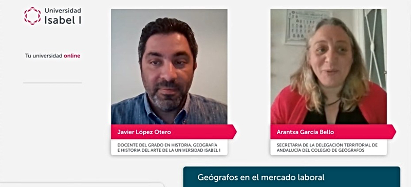 Javier López y Arantxa Bello durante el webinar