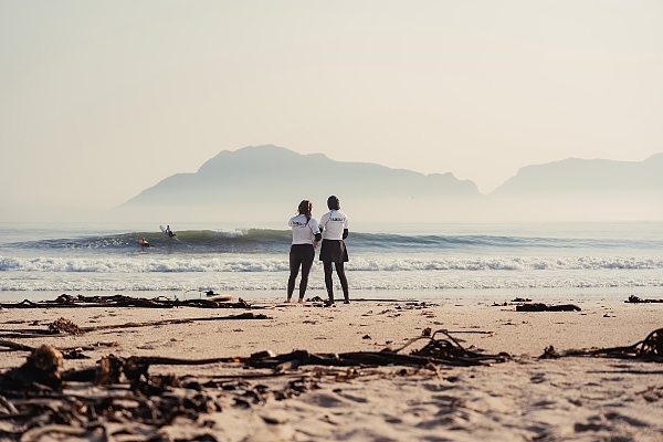 Entrenadoras en una playa de Sudáfrica